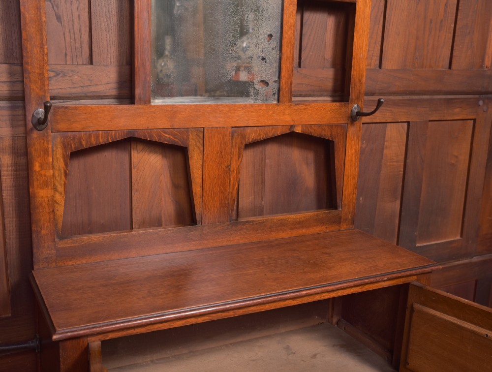 Edwardian Arts and Crafts Oak Hall Stand  View XV