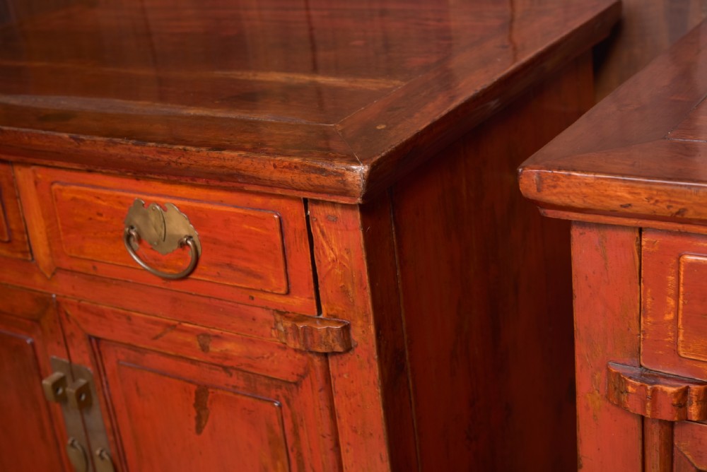 Pair of Chinese red lacquered side cabinets   View IV