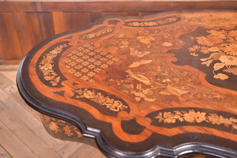 Exhibition Quality Marquetry Picture Centre Table View IV