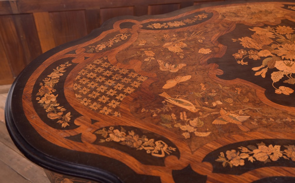 Exhibition Quality Marquetry Picture Centre Table View V
