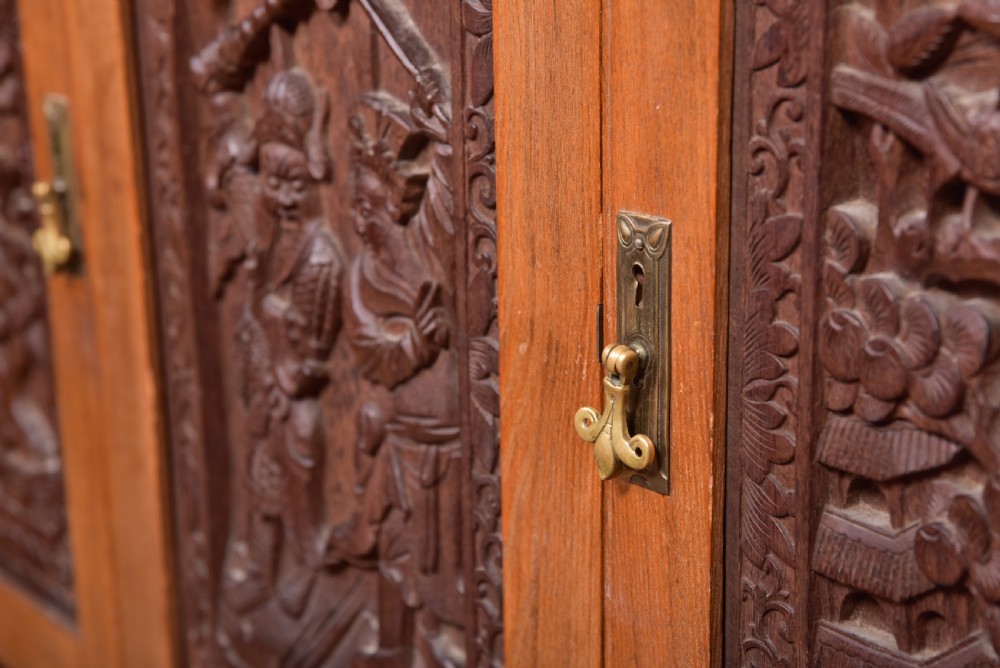 Impressive Edwardian chinese carved Hall cupboard  View XIV