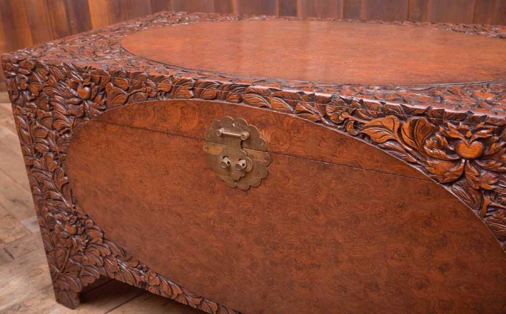 Superb 19th Century Carved Chinese Camphor wood box  View II