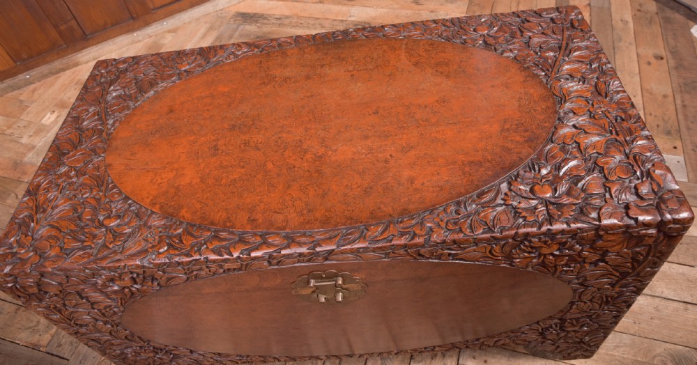 Superb 19th Century Carved Chinese Camphor wood box  View IV