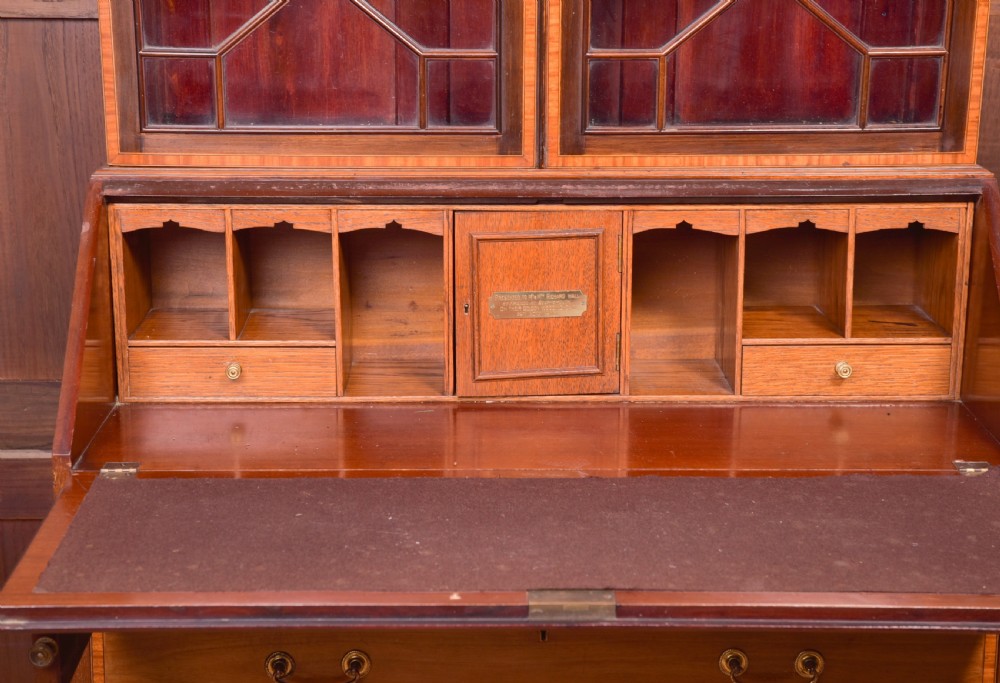 Edwardian Marquetry inlaid Bureau bookcase  View IX