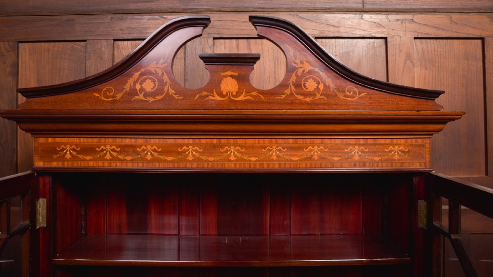 Edwardian Marquetry inlaid Bureau bookcase  View XII