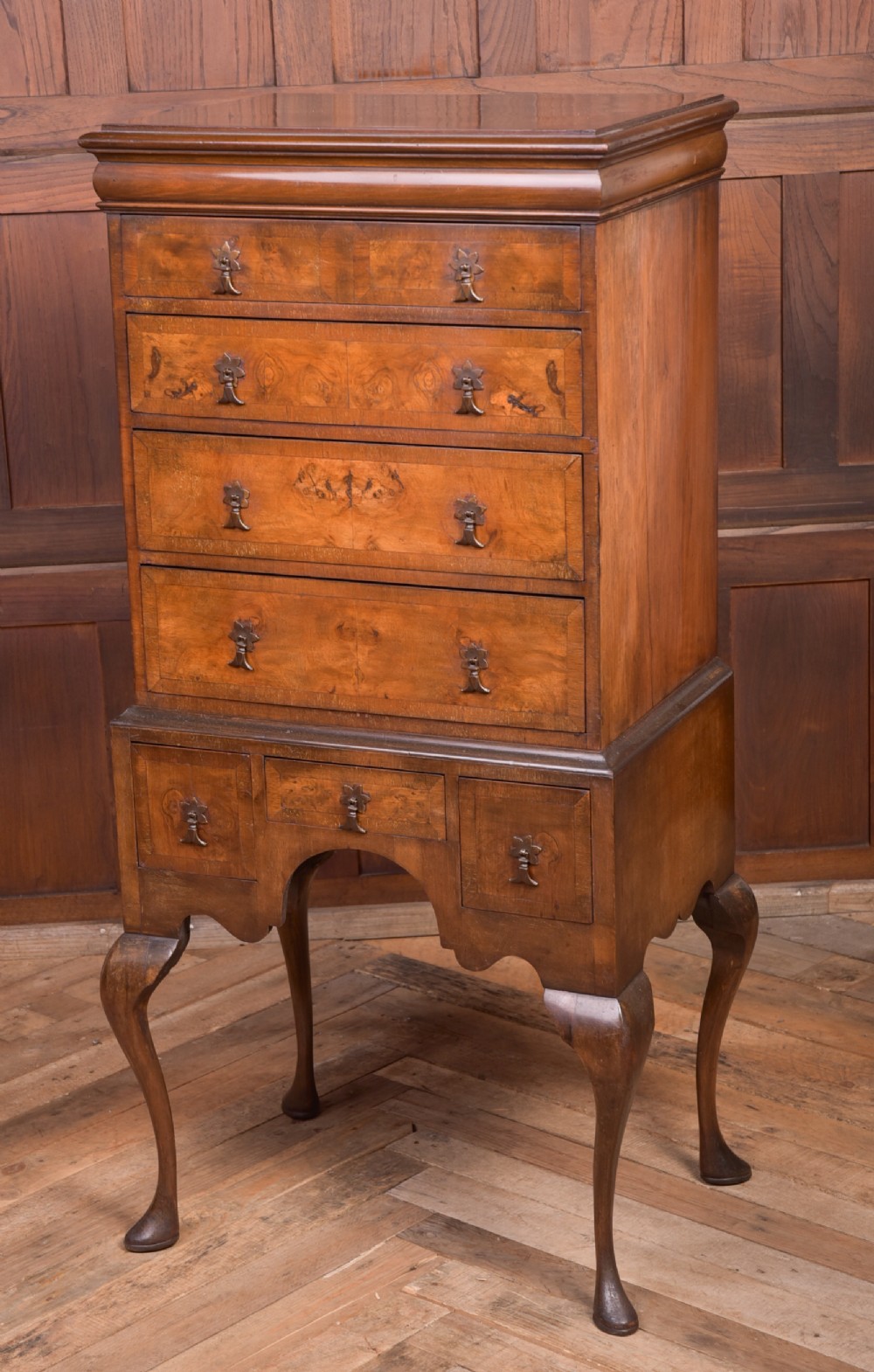 Edwardian Burr Walnut Chest on Stand 