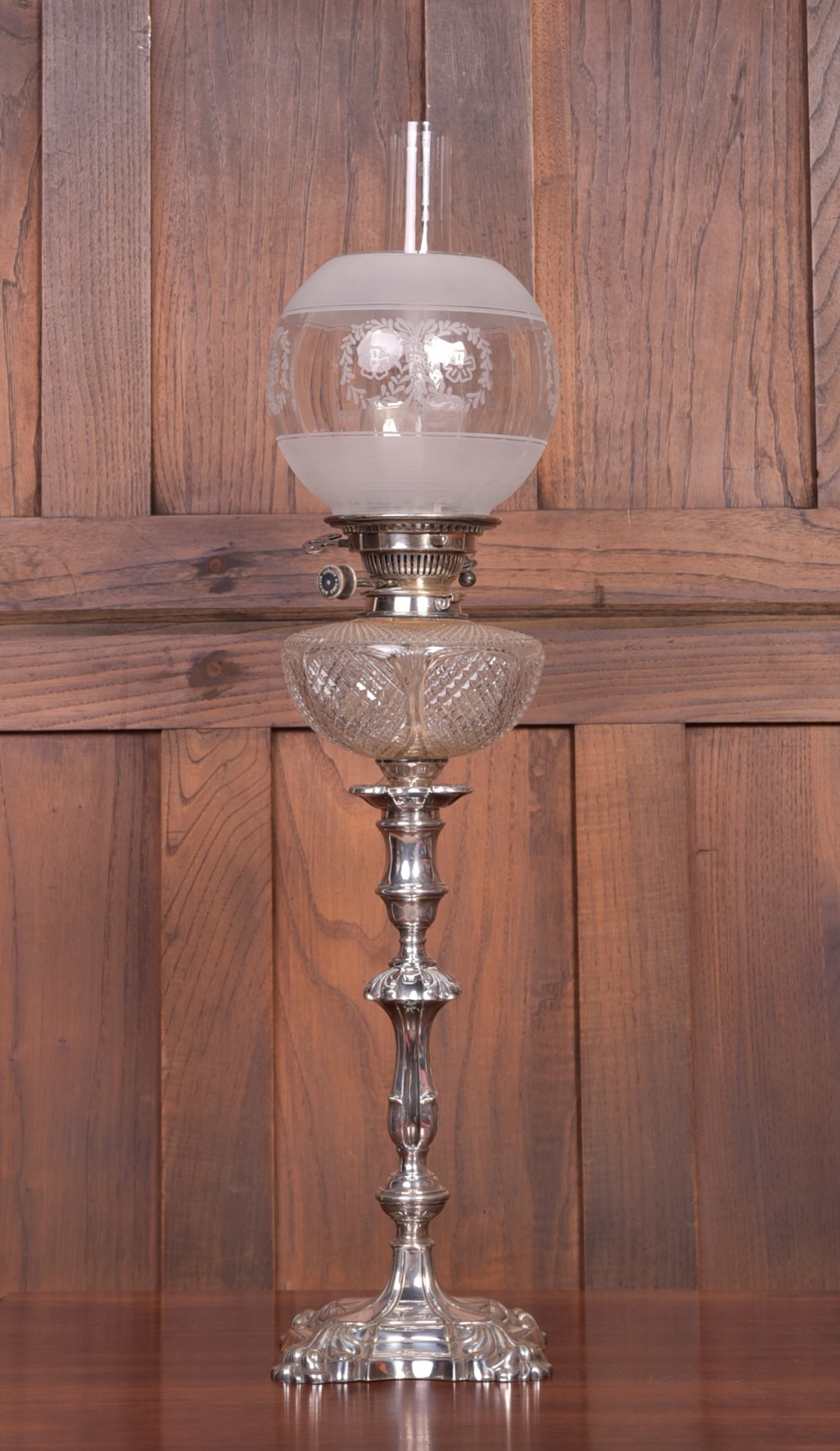 Quality Edwardian Silver plated oil Lamp 