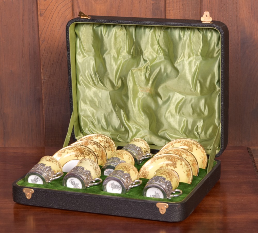 Edwardian Quality China And Silver coffee set 