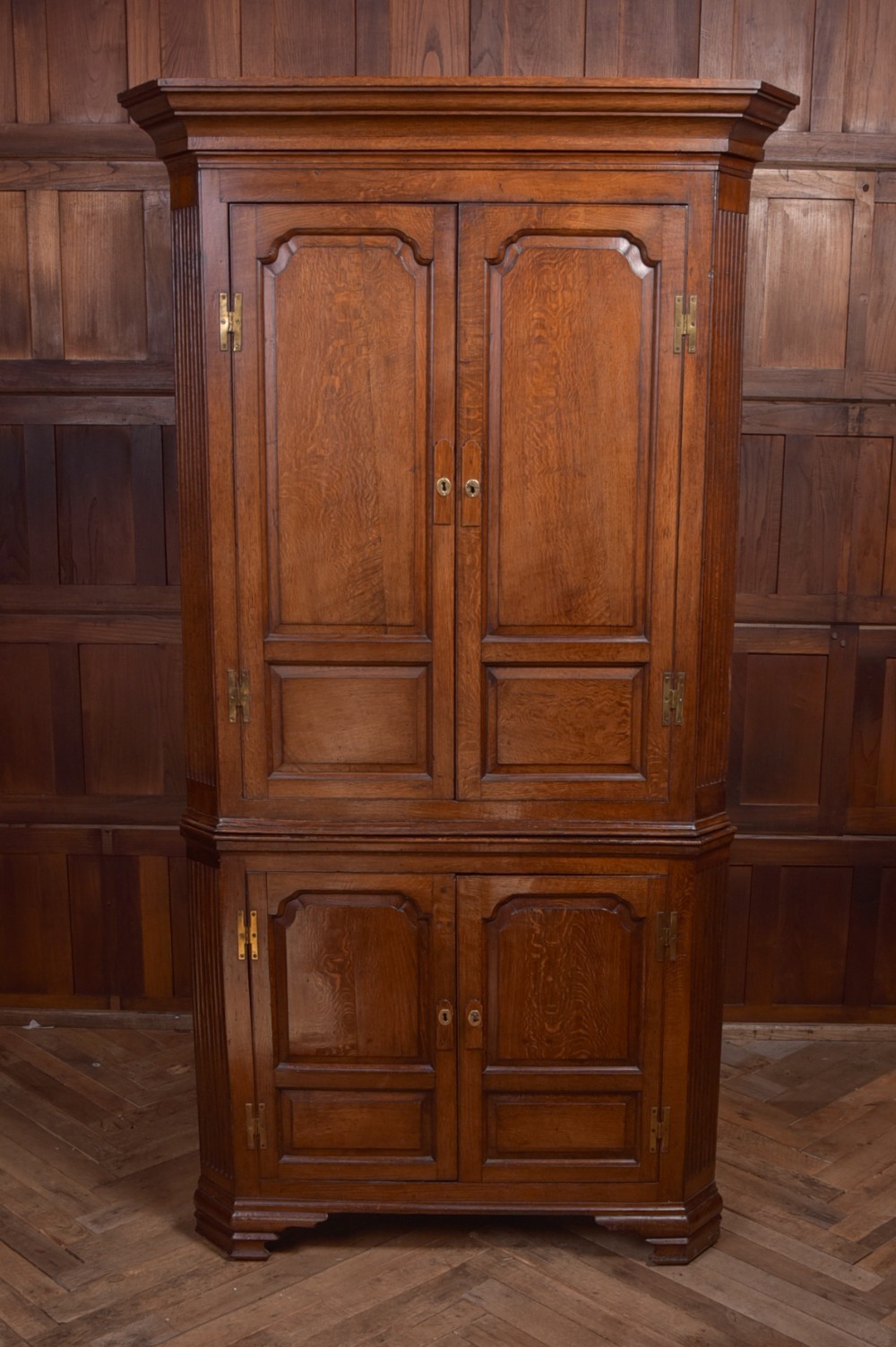 Georgian oak double corner cupboard 