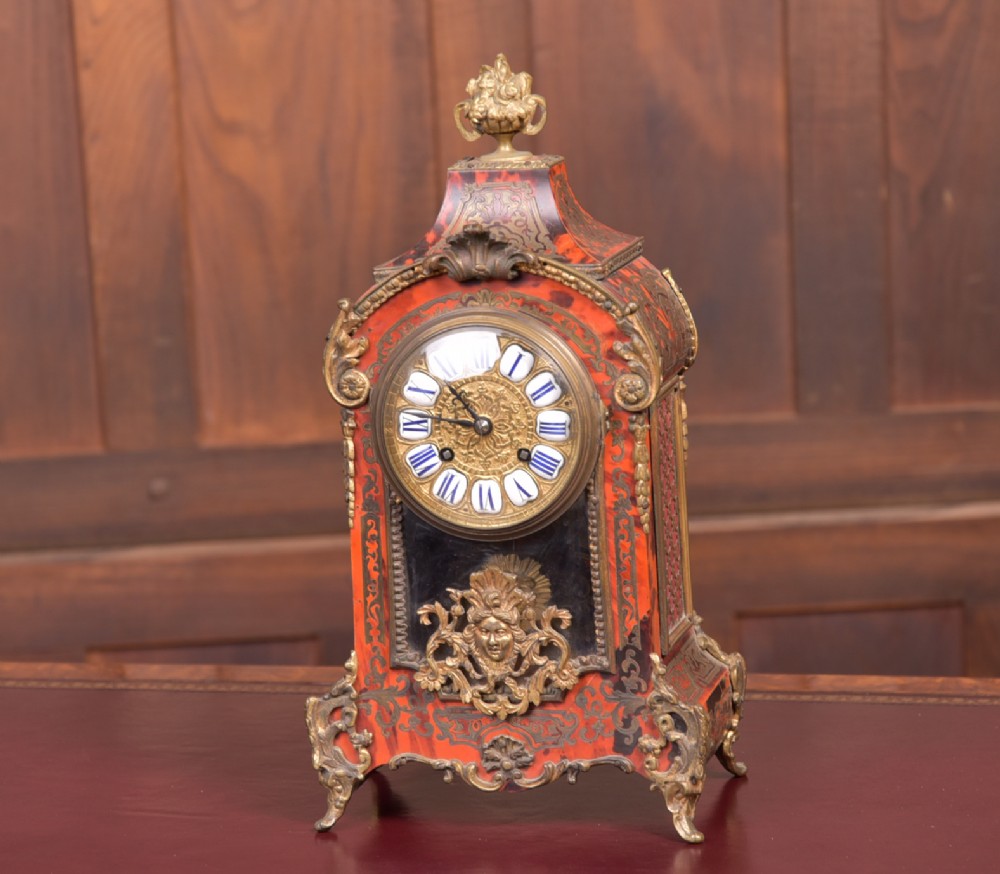 19th Century French Boulle Work Mantle Clock 