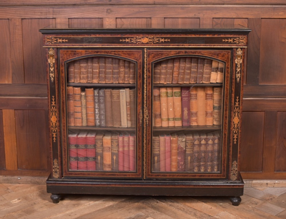 Victorian Ebonised inlaid bookcase