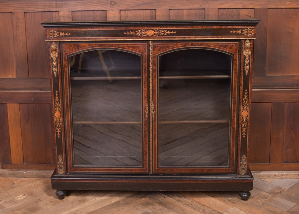 Victorian Ebonised inlaid bookcase View II