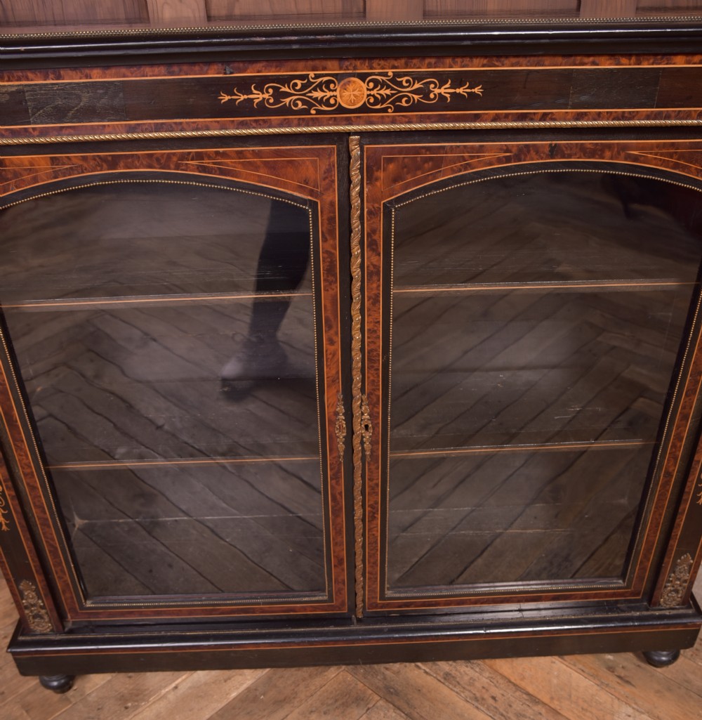 Victorian Ebonised inlaid bookcase View IV