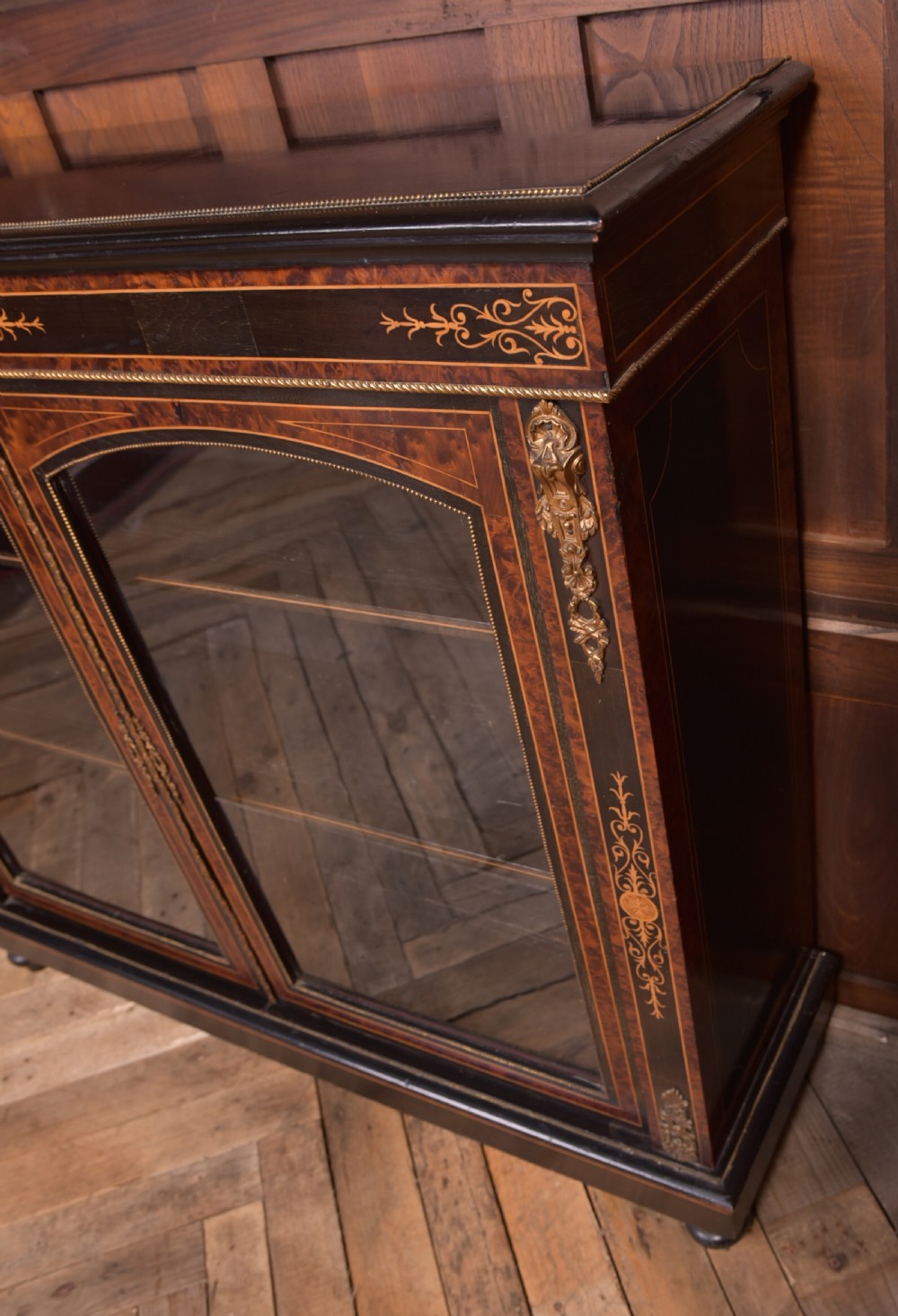 Victorian Ebonised inlaid bookcase View VI