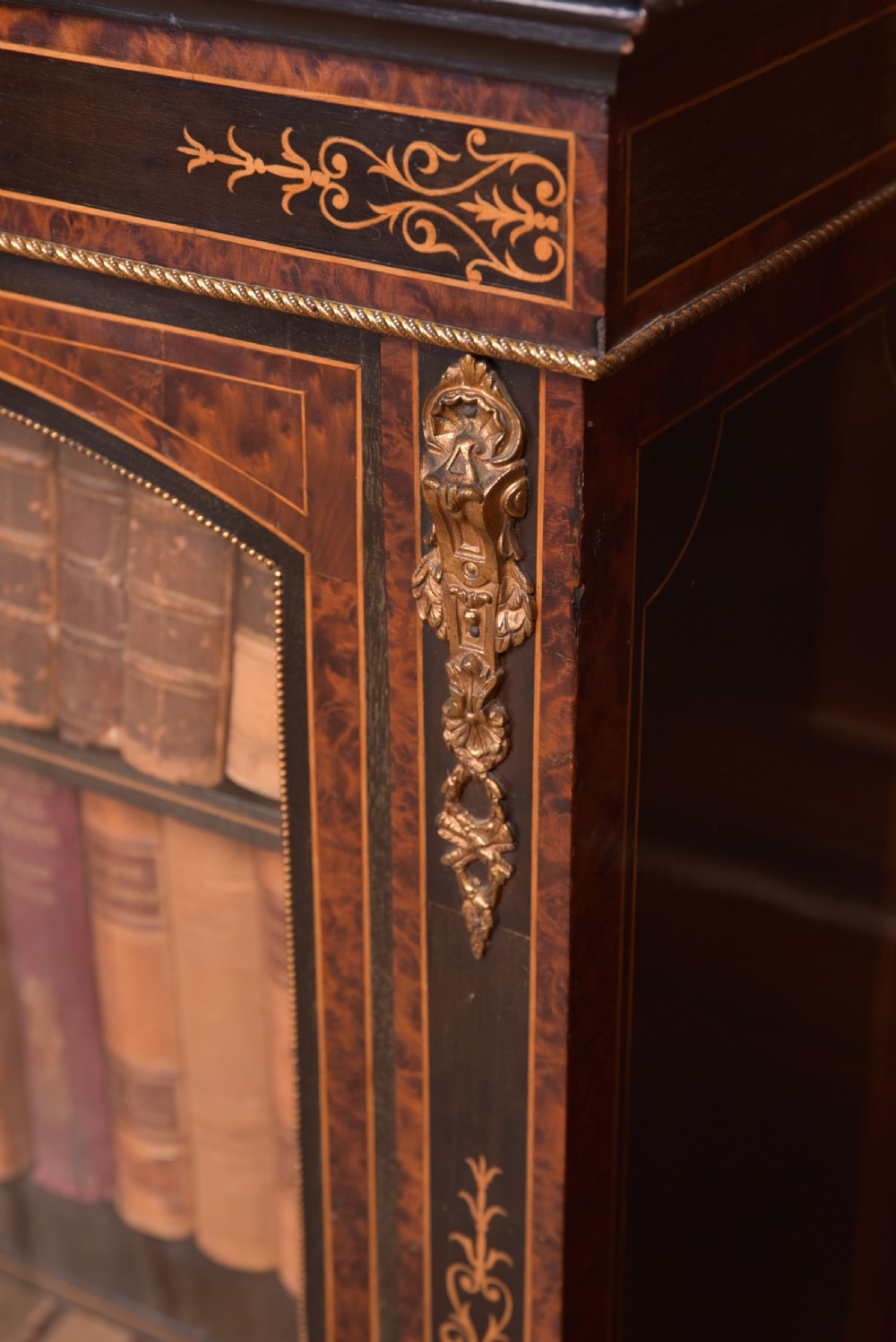 Victorian Ebonised inlaid bookcase View XIII