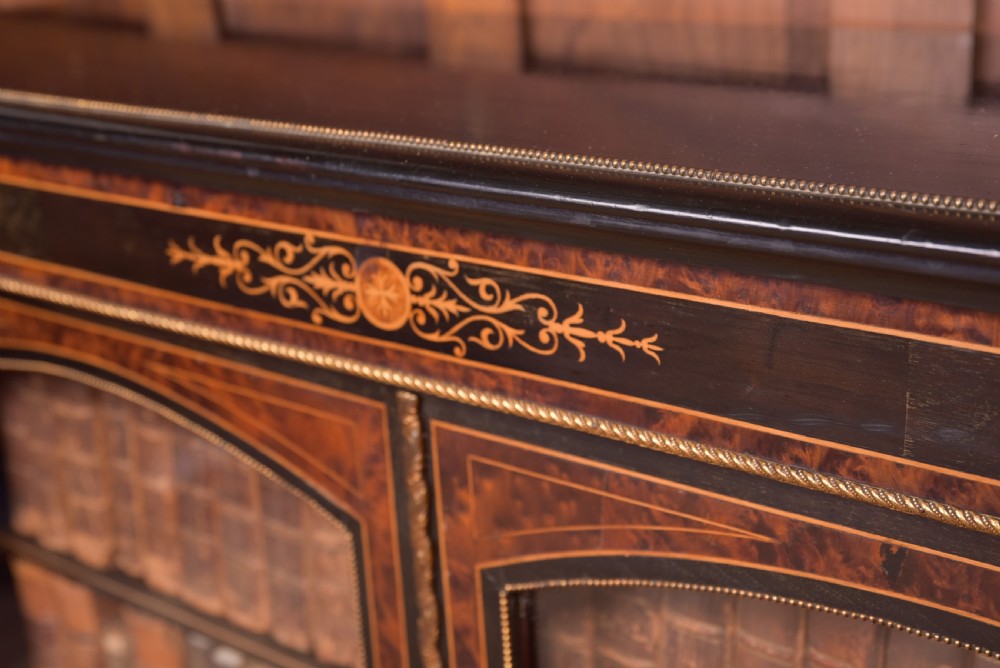 Victorian Ebonised inlaid bookcase View XV
