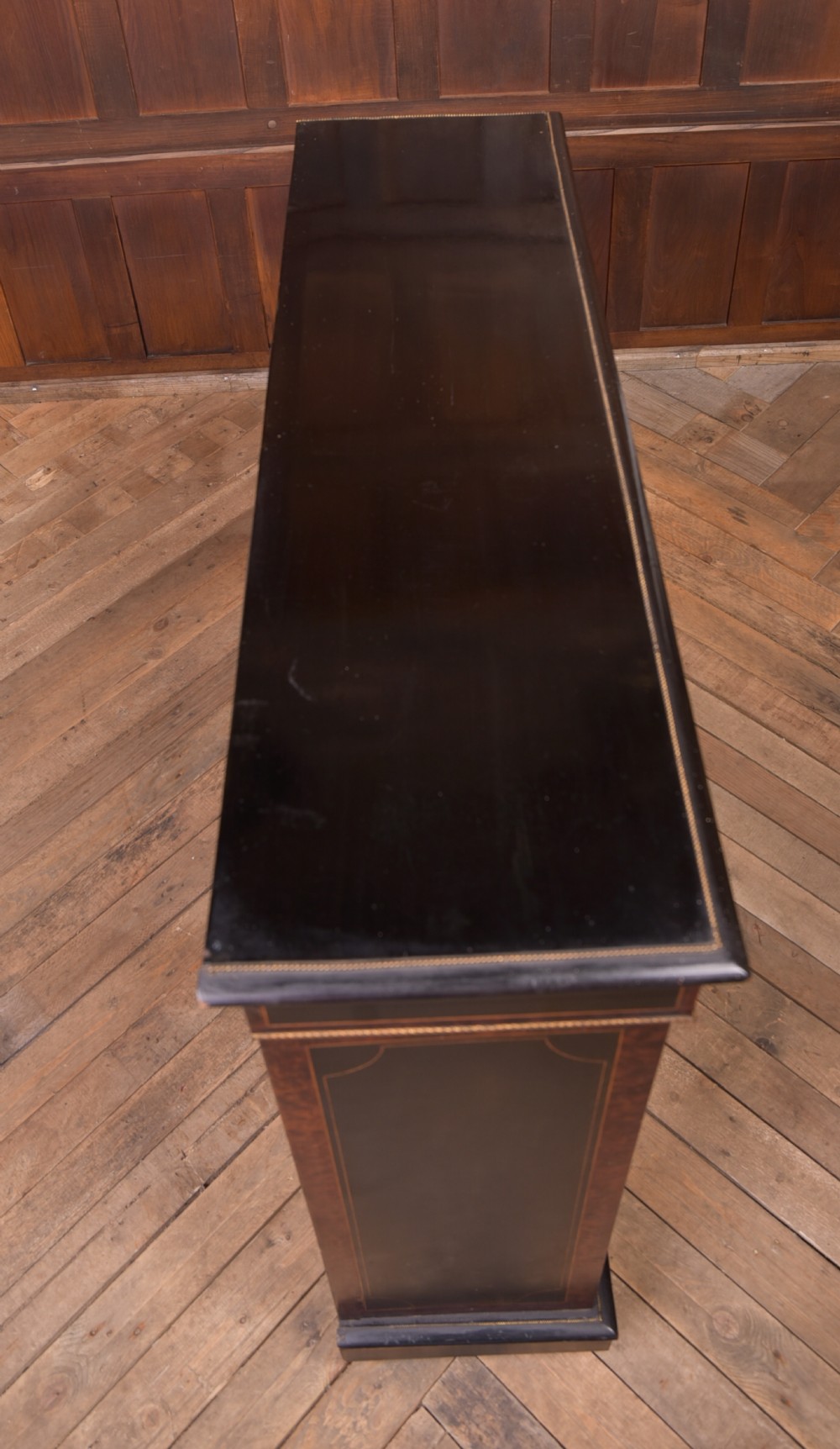 Victorian Ebonised inlaid bookcase View XVII