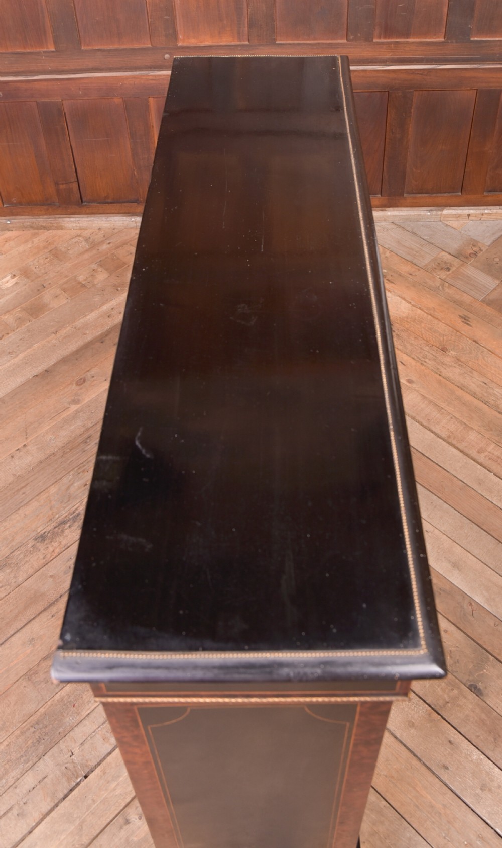 Victorian Ebonised inlaid bookcase View XIX