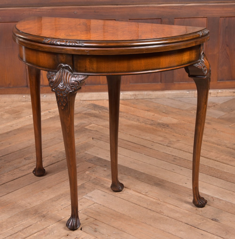 Edwardian Walnut fold over card table View II