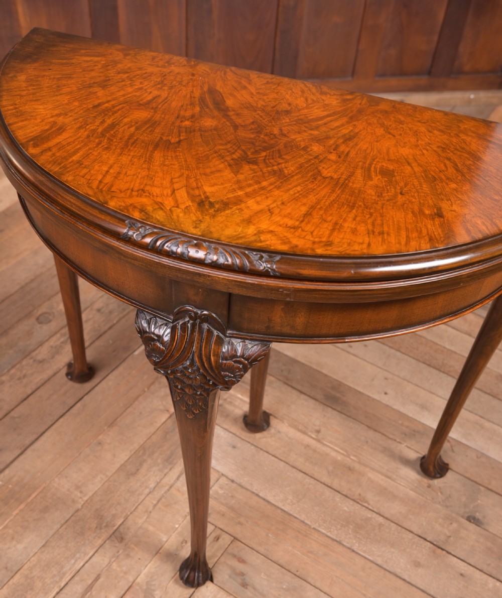 Edwardian Walnut fold over card table View III