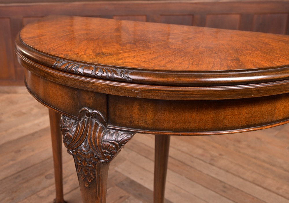 Edwardian Walnut fold over card table View IV