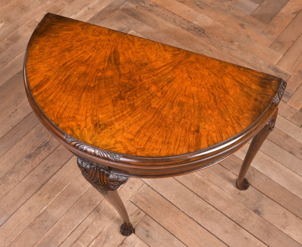 Edwardian Walnut fold over card table View V