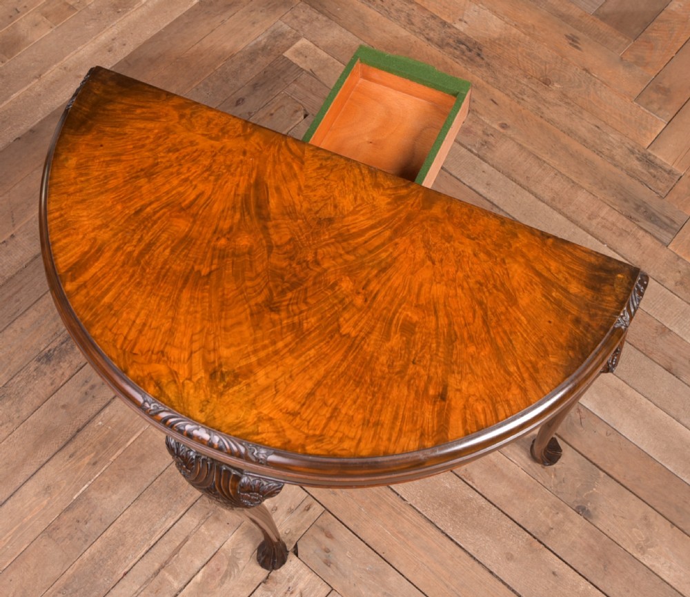 Edwardian Walnut fold over card table View VI