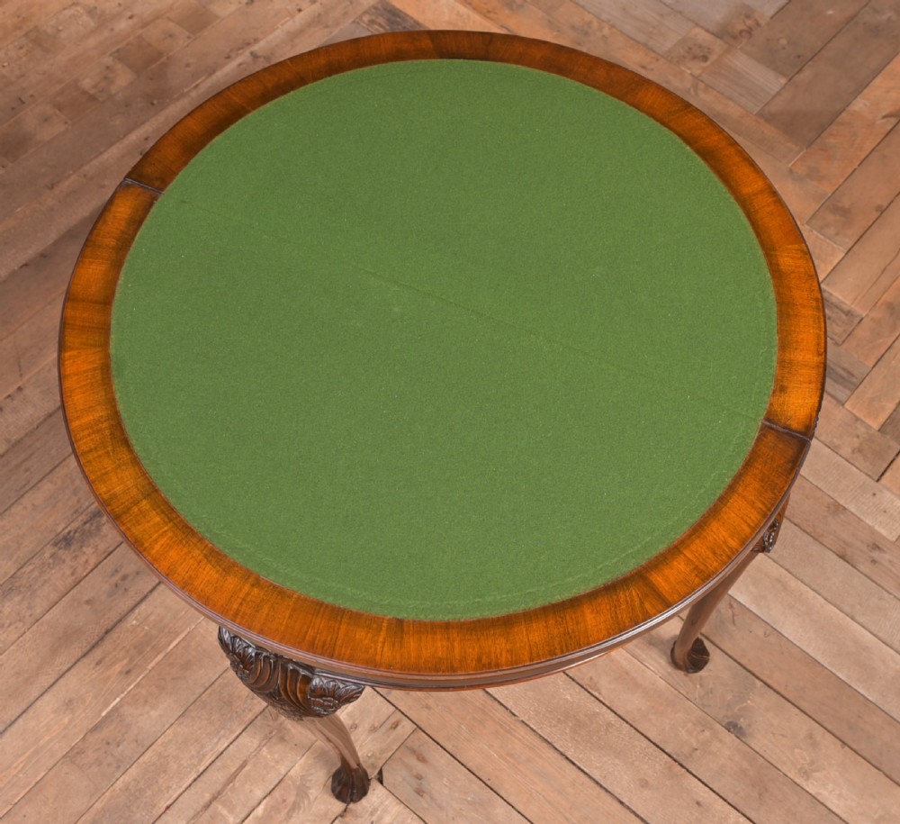 Edwardian Walnut fold over card table View VII