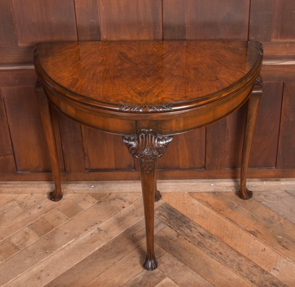 Edwardian Walnut fold over card table View VIII