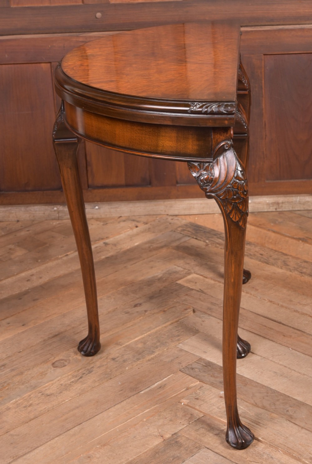 Edwardian Walnut fold over card table View X