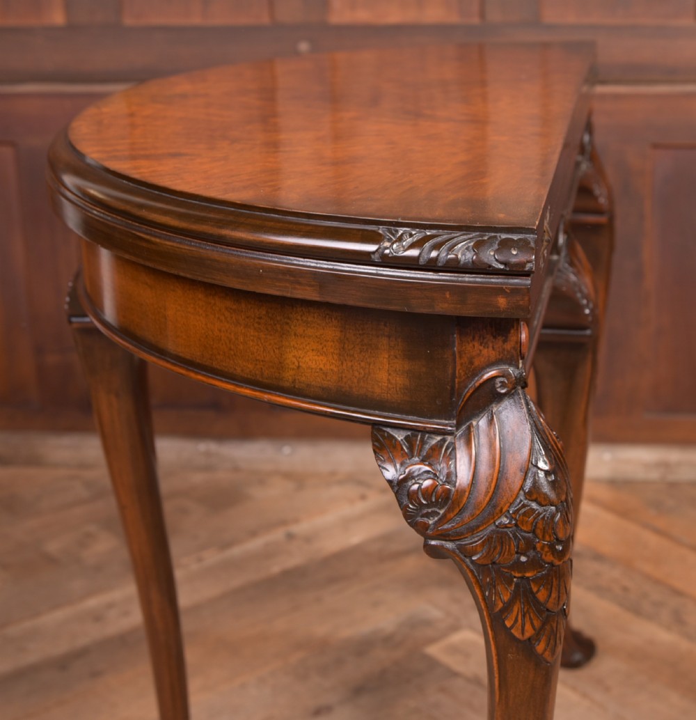 Edwardian Walnut fold over card table View XI