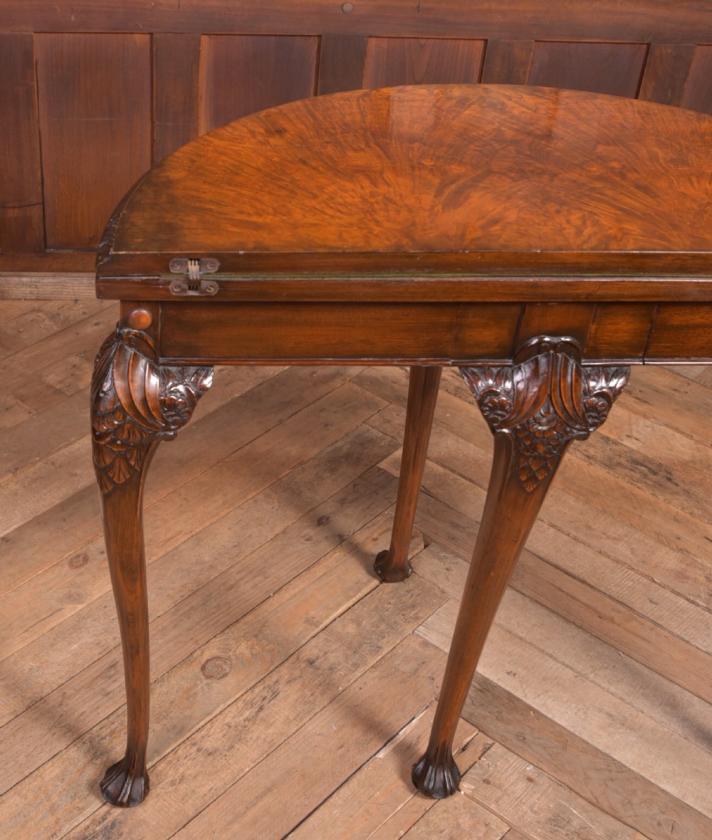 Edwardian Walnut fold over card table View XIII