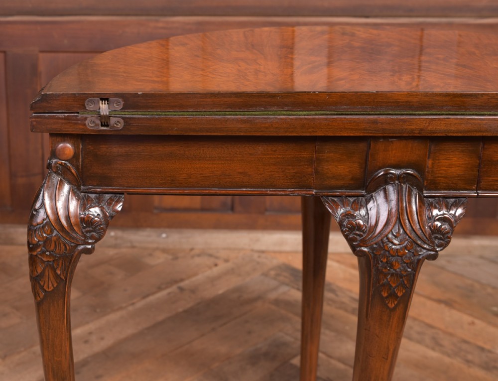 Edwardian Walnut fold over card table View XIV