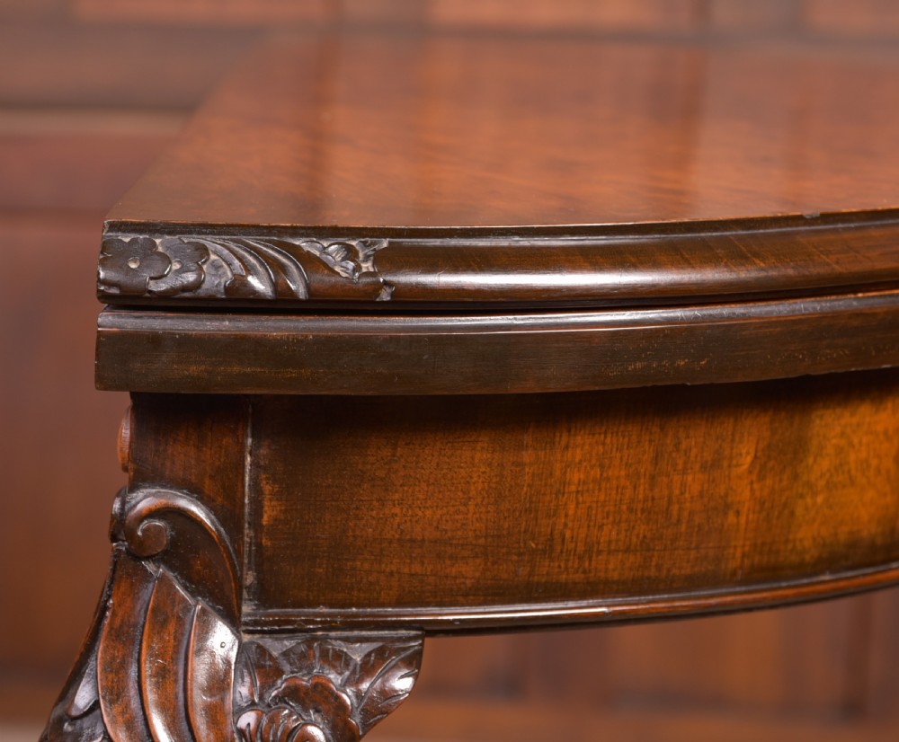 Edwardian Walnut fold over card table View XVII
