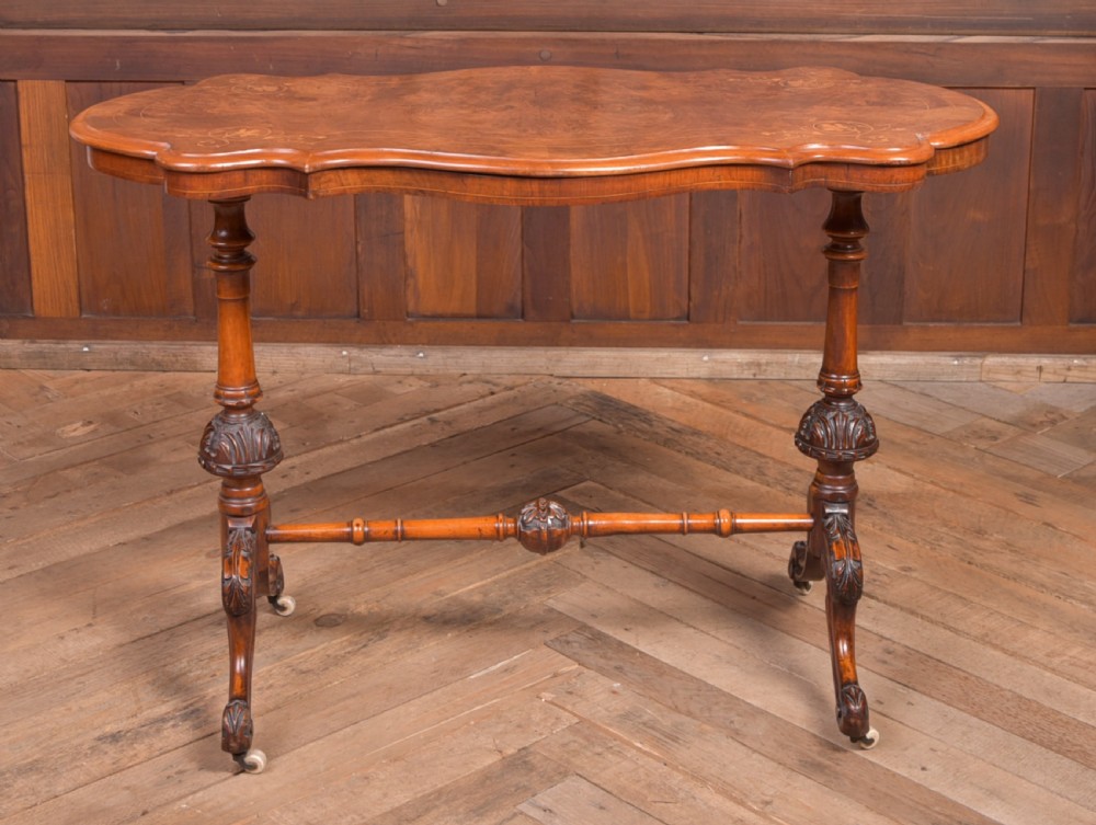 Victorian Burr Walnut inlaid table View IX