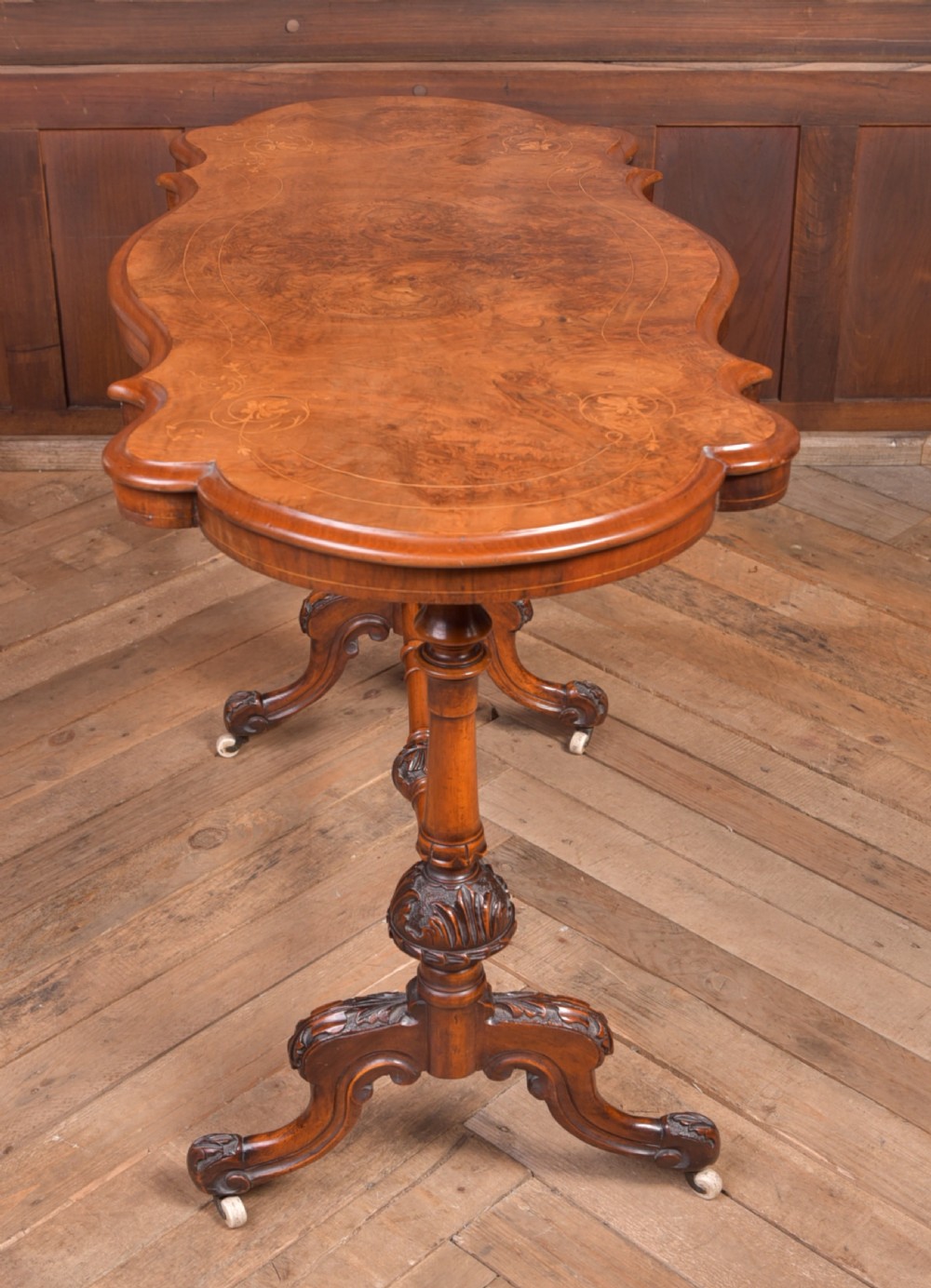 Victorian Burr Walnut inlaid table View XI