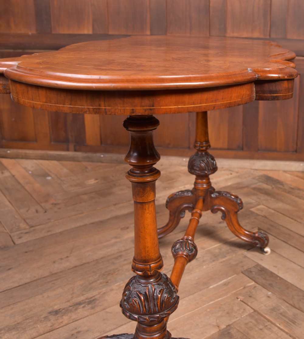 Victorian Burr Walnut inlaid table View XVI