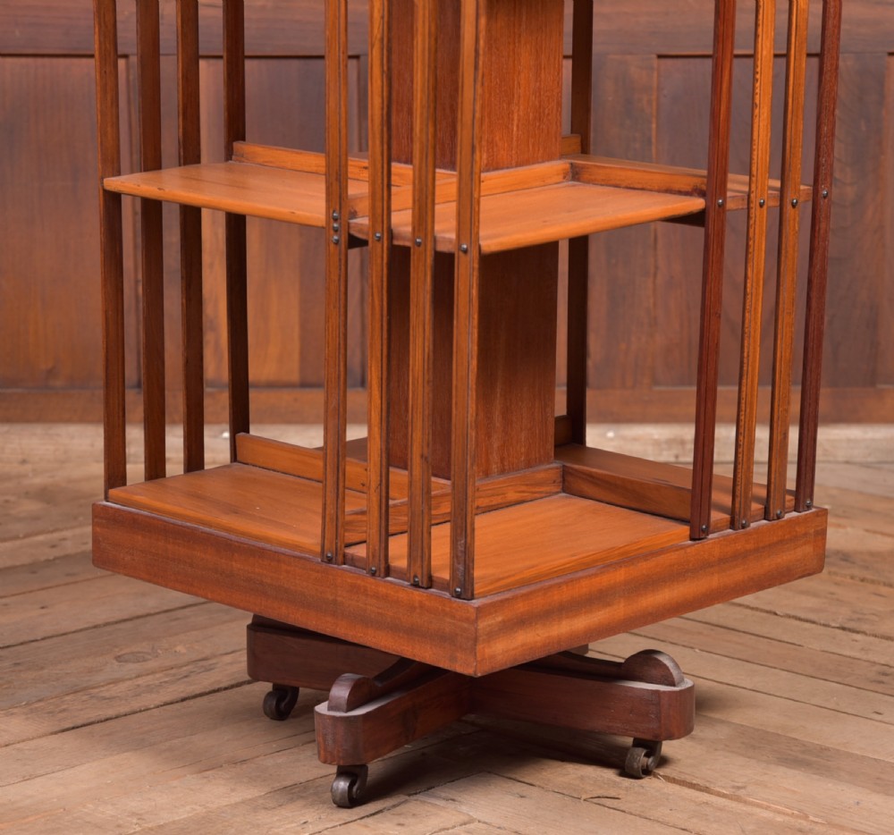 Edwardian Mahogany inlaid revolving bookcase View II