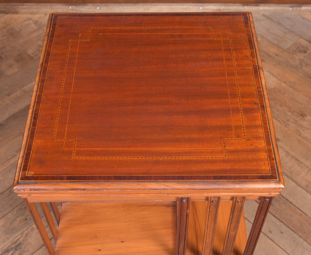 Edwardian Mahogany inlaid revolving bookcase View IV