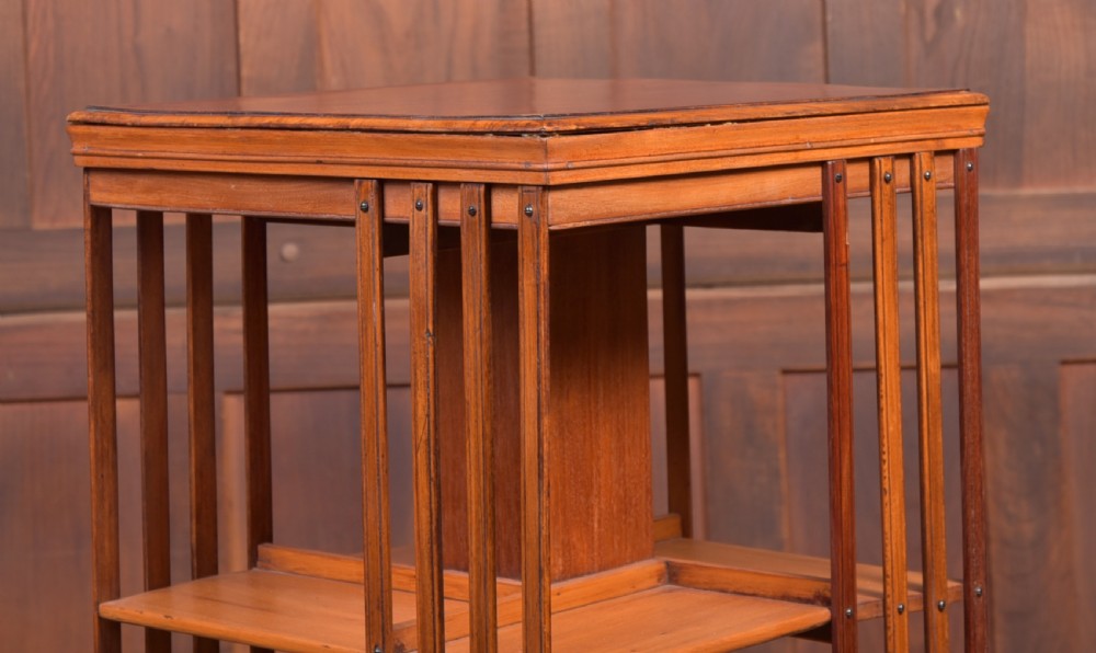Edwardian Mahogany inlaid revolving bookcase View VII