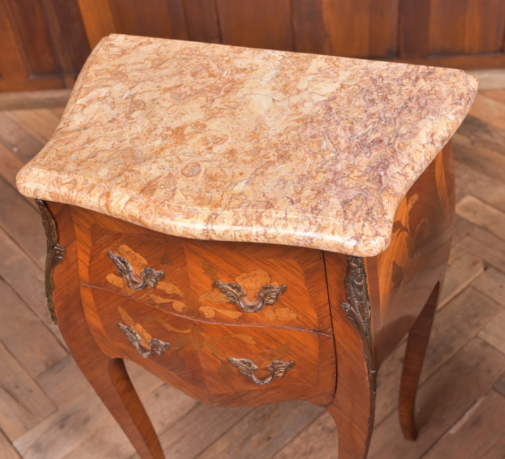 Pair of Edwardian French marble top bedside cabinets View V