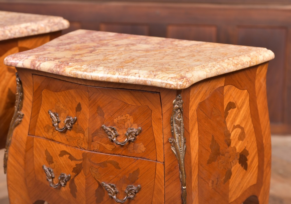 Pair of Edwardian French marble top bedside cabinets View VII