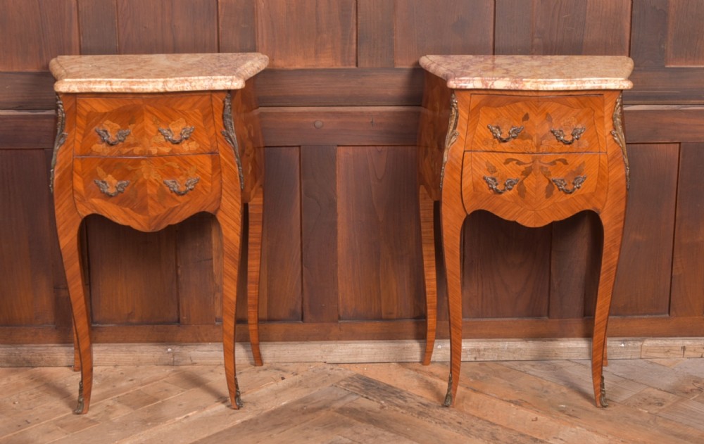 Pair of Edwardian French marble top bedside cabinets View VIII