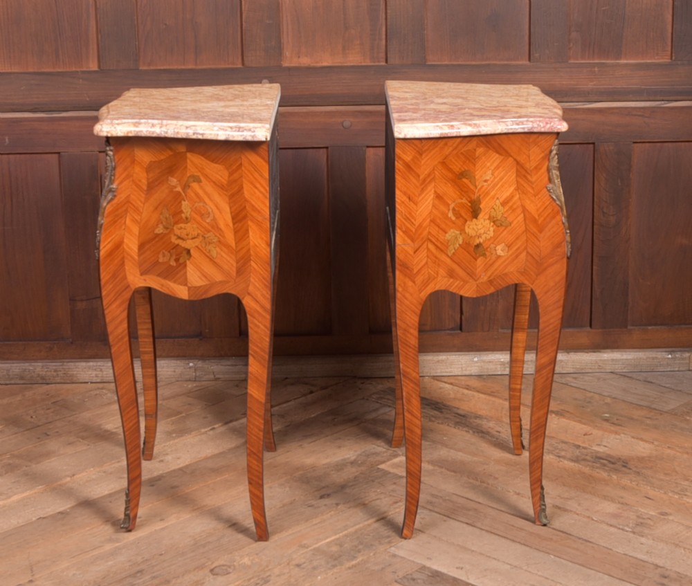 Pair of Edwardian French marble top bedside cabinets View IX