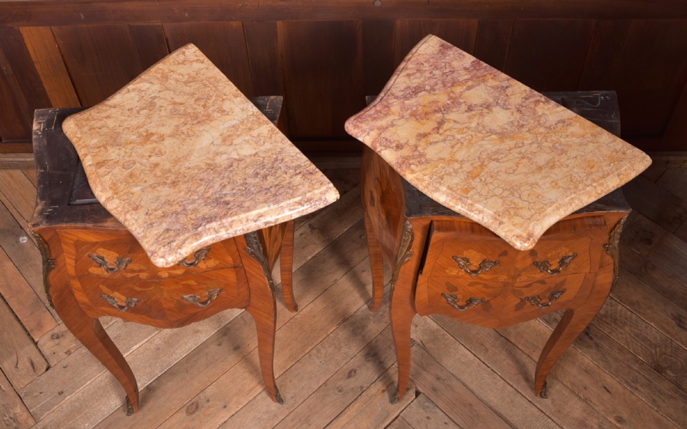 Pair of Edwardian French marble top bedside cabinets View XIII