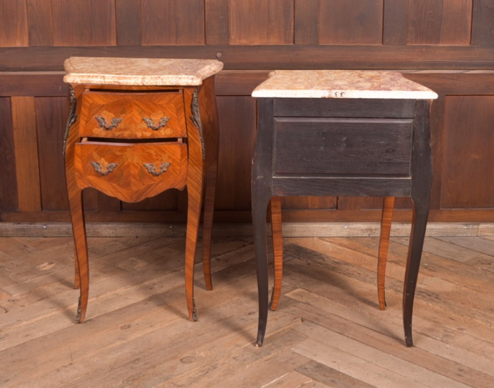 Pair of Edwardian French marble top bedside cabinets View XVI