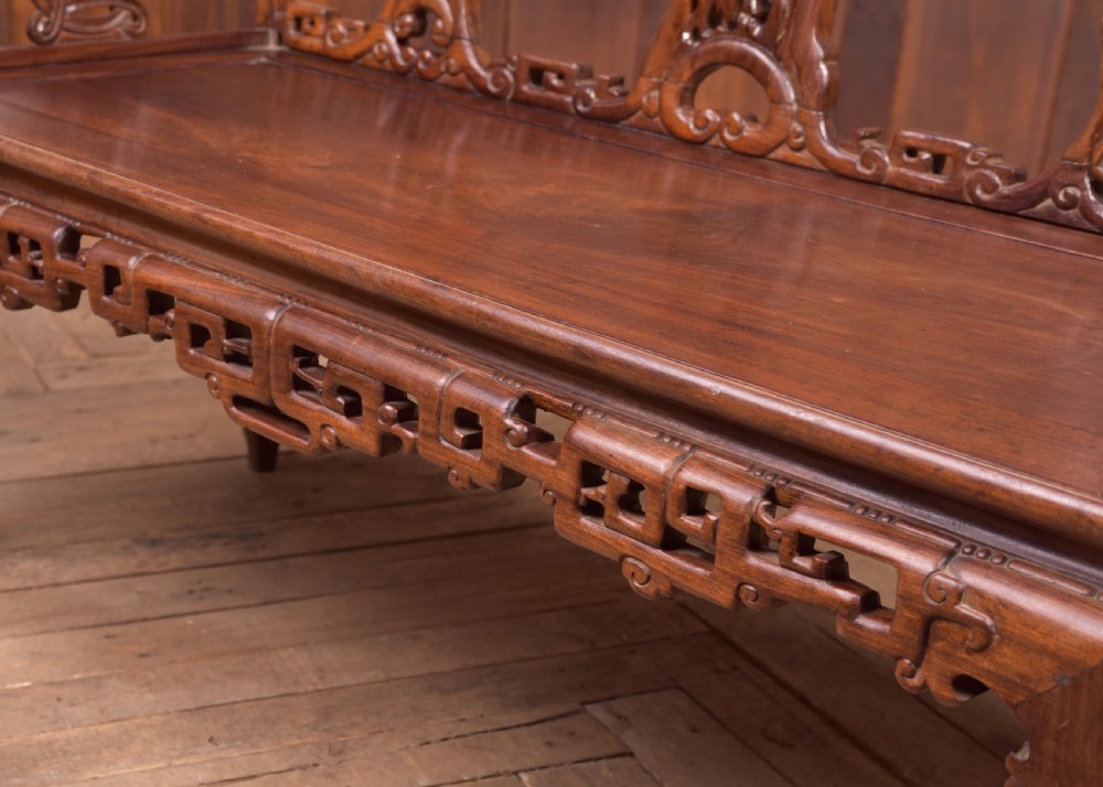 Stunning 19th century hardwood carved Chinese bench View VII