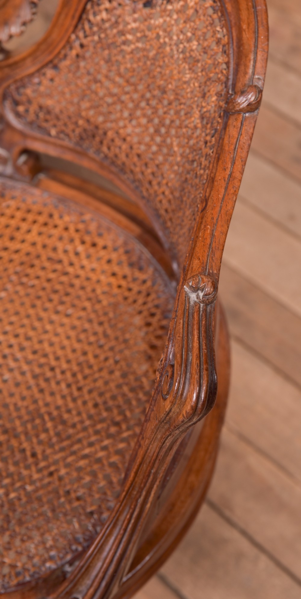 French  Edwardian Walnut Bergere window chair View IV