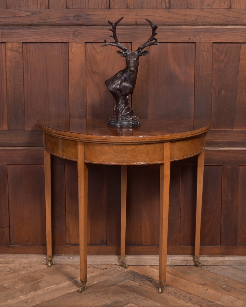 Edwardian Walnut Demi Lune fold over tea table