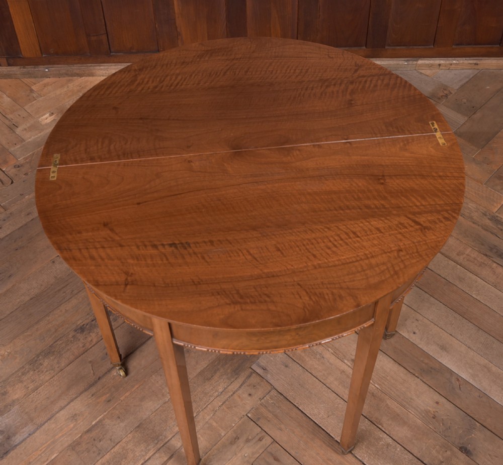 Edwardian Walnut Demi Lune fold over tea table View III